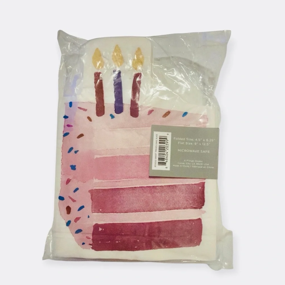 NEW Fringe Studio Sweet Treats Birthday Cake Slice Plates and Napkins Set